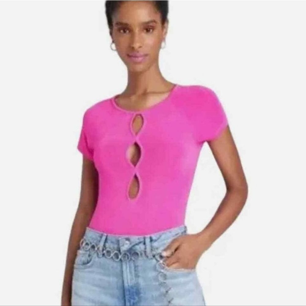 NWOT Wild Fable Hot Pink Cut out Stretchy Bodysuit Medium